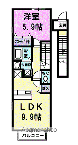 KSハウス(1LDK/2階)の間取り写真