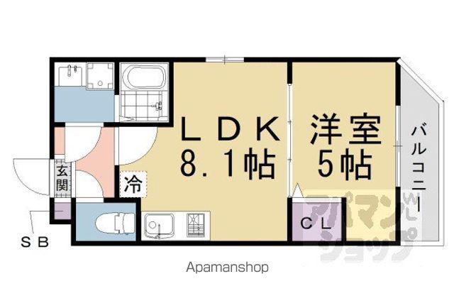 クレアーレ伏見北(1LDK/2階)の間取り写真