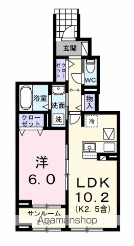 エール アン(1LDK/1階)の間取り写真