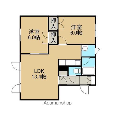 コーポS&S(2LDK/2階)の間取り写真