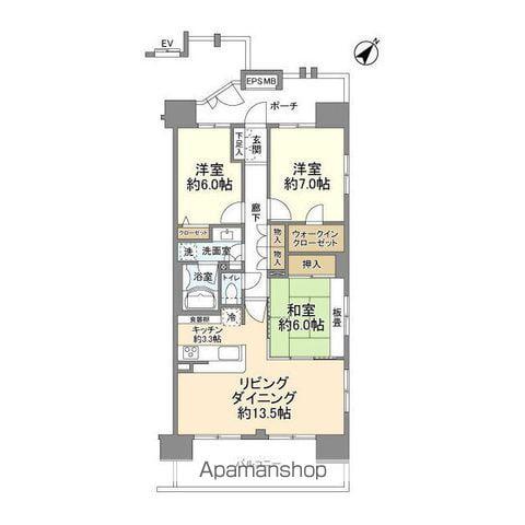 フェルモ千葉ミッドレジデンス(3LDK/12階)の間取り写真