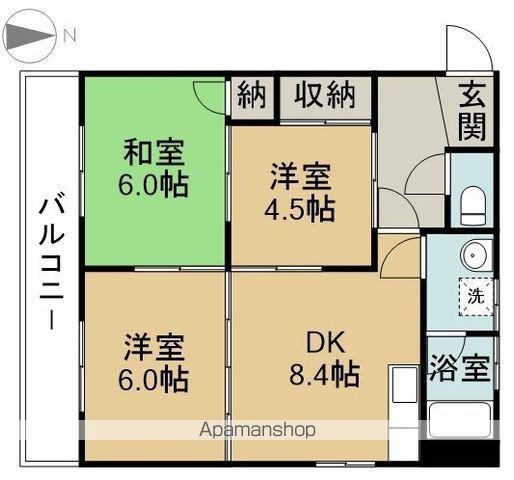 エスタシオン木田(3DK/3階)の間取り写真