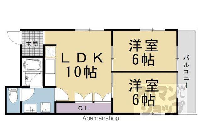 高倉錦ビル(2LDK/5階)の間取り写真