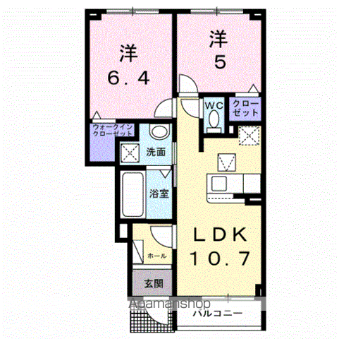 フォレストヒルズB(2LDK/1階)の間取り写真