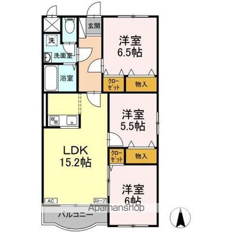 PEARL浜田(3LDK/2階)の間取り写真