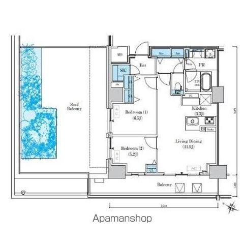 ロイヤルパークスER万代(2LDK/6階)の間取り写真