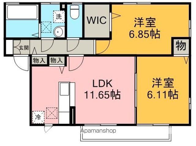 メゾン・ルアー2棟(2LDK/2階)の間取り写真