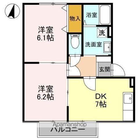 パナステージ四季の郷 C棟(2DK/2階)の間取り写真