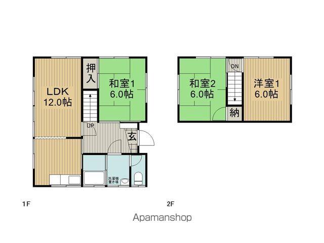 中央本線 上諏訪駅 徒歩45分 2階建 築46年(3LDK)の間取り写真