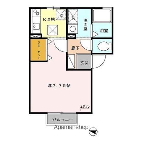 メゾンHOKUSHIN II(1K/1階)の間取り写真