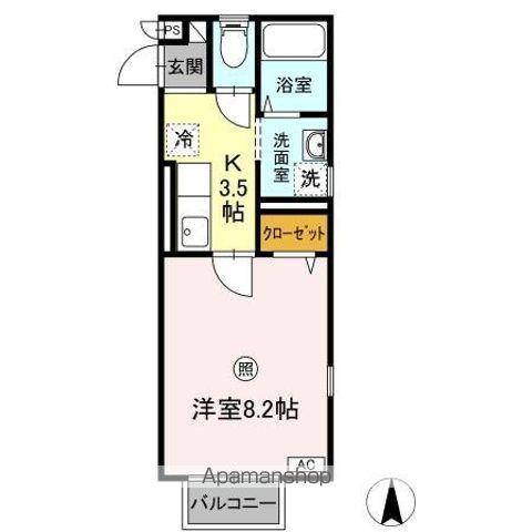 パセオプラシード上杉(1K/2階)の間取り写真