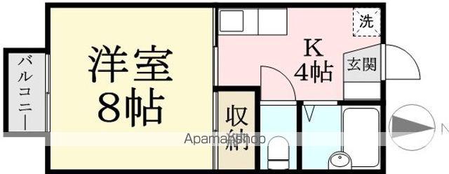 URBAN ウエストⅢ(1K/1階)の間取り写真