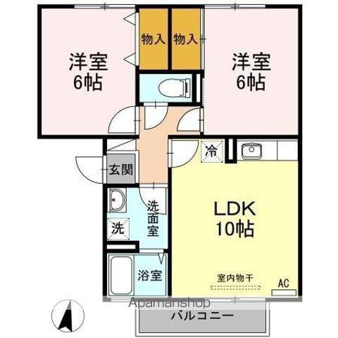 ペアシティゆうⅠ(2LDK/2階)の間取り写真