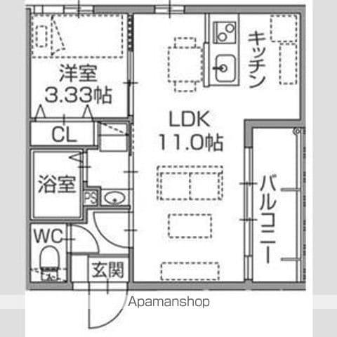 ラクラス南福岡サウス(1LDK/3階)の間取り写真