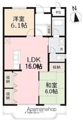 サンヴェール木太 北棟(2LDK/3階)の間取り写真