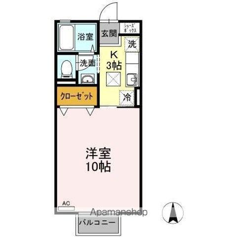 シャインポート屋島E・F棟(1K/1階)の間取り写真