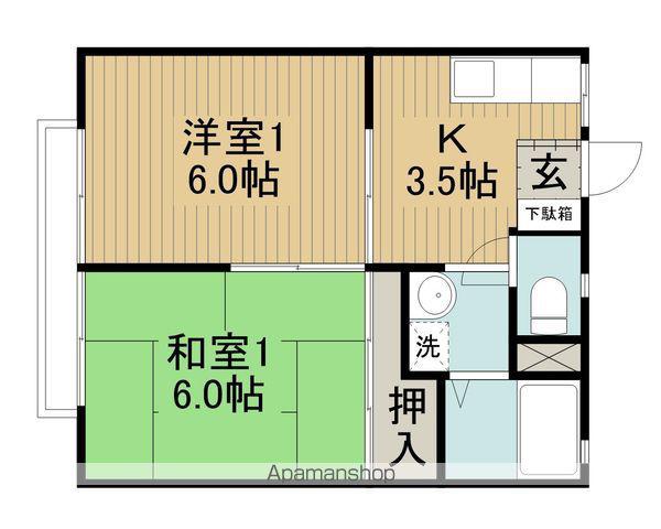 パナハイツF(2K/2階)の間取り写真