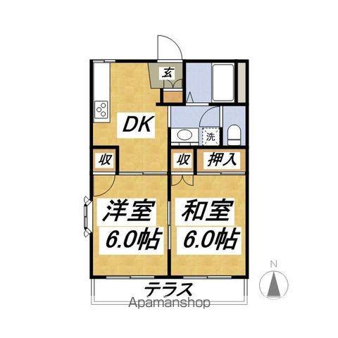 GREENHOUSE氷川台A棟(2DK/1階)の間取り写真