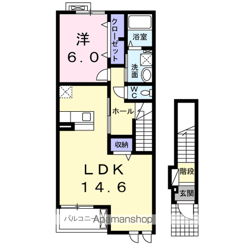 マードレ六番館(1LDK/2階)の間取り写真