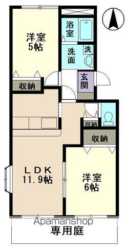 CRYSTAL(2LDK/1階)の間取り写真