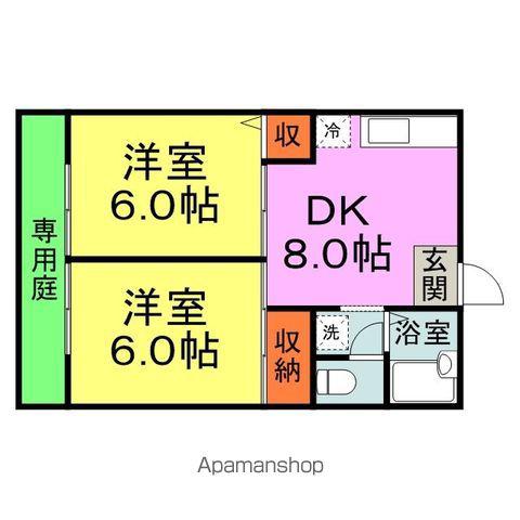 プレジュール小倉(2DK/1階)の間取り写真