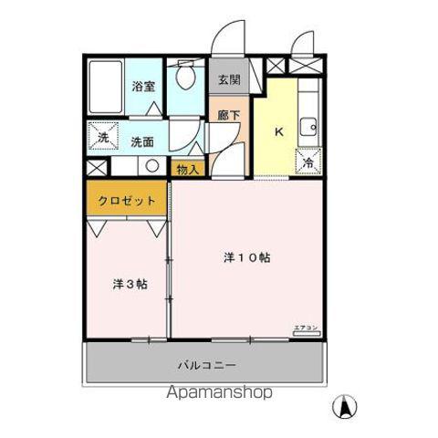 メゾンボナール(1LDK/2階)の間取り写真