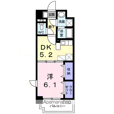 プラシード・ボスコ(1DK/3階)の間取り写真