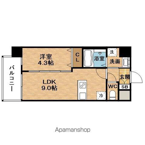 FORZE舟橋町(1LDK/10階)の間取り写真