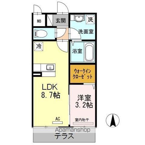 ラ・フィーエ上曽根(1LDK/1階)の間取り写真