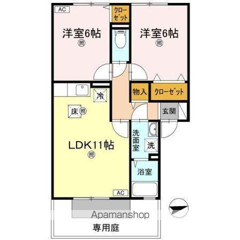 メゾンシャルム木太(2LDK/1階)の間取り写真