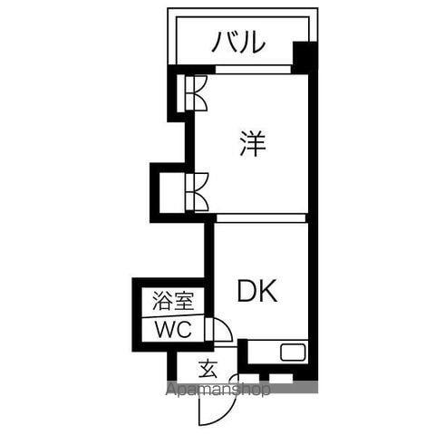 ノースタウンハウス(1DK/10階)の間取り写真