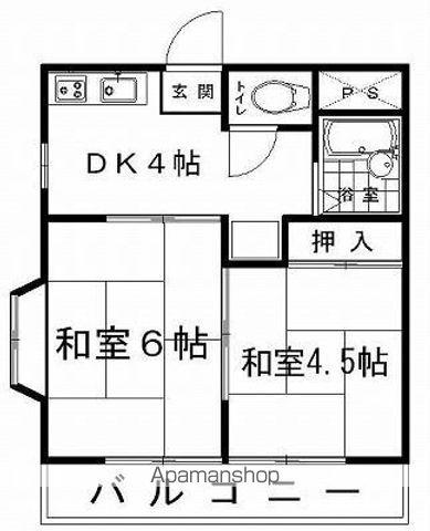 みどりヶ丘ハイツA棟(2K/2階)の間取り写真