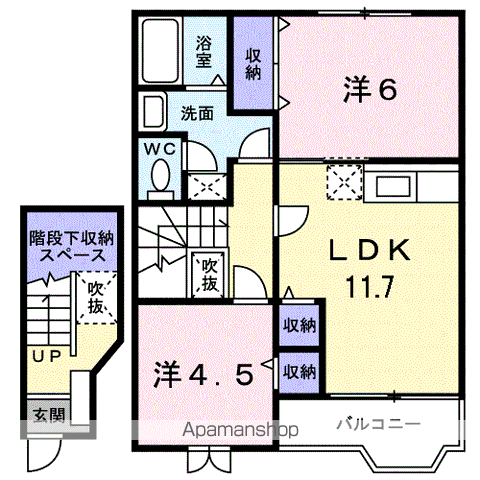 エヴァーグリーンA(2LDK/2階)の間取り写真