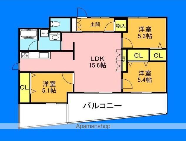 カルシア姪浜ノヴァリア(3LDK/2階)の間取り写真