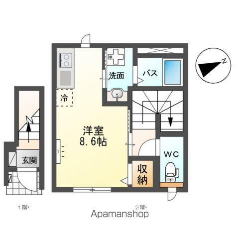 ビッグマーシュ(ワンルーム/2階)の間取り写真
