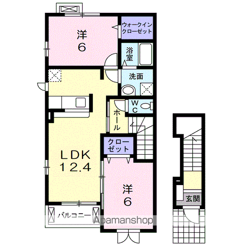 ジェルメフルール(2LDK/2階)の間取り写真