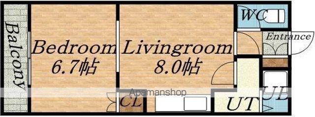 黄金マンション(1DK/2階)の間取り写真