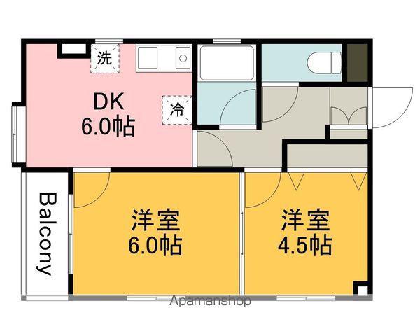 ファニ-幸(2DK/6階)の間取り写真