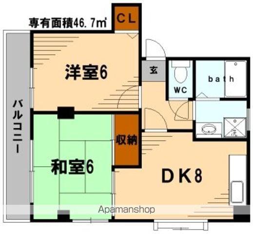 ガーデンアイリス(2DK/2階)の間取り写真