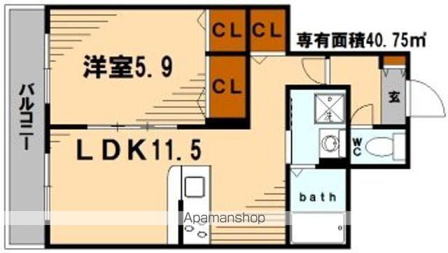 フェリスタス(1LDK/2階)の間取り写真