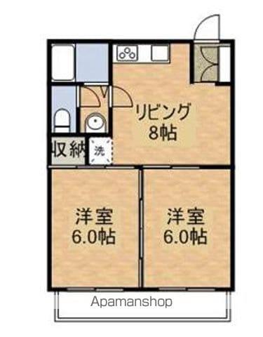サンライズ矢野Ⅱ(2DK/2階)の間取り写真