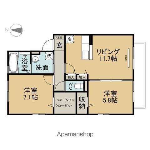 セジュール緑ヶ丘(2LDK/2階)の間取り写真