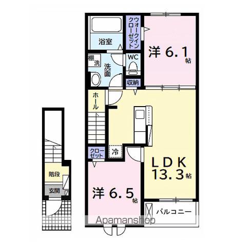 エクセレント アークⅠ(2LDK/2階)の間取り写真