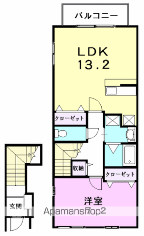 ファミール(1LDK/2階)の間取り写真