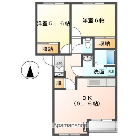 コンフォースⅢ(2DK/2階)の間取り写真