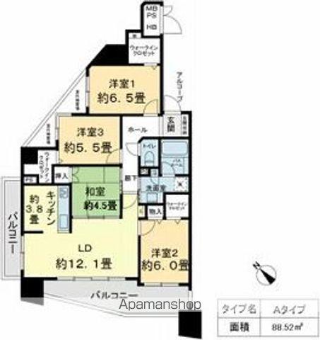 ベレーサ鶴舞公園(4LDK/8階)の間取り写真