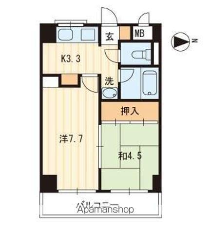 アヴニール若宮(2K/3階)の間取り写真