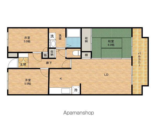 ラフィネ末広(3LDK/3階)の間取り写真