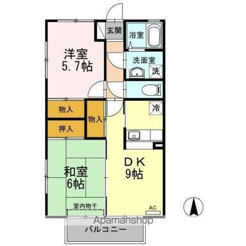 リバーサイド幸泉 2棟(2DK/2階)の間取り写真