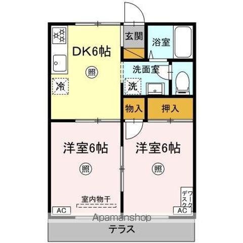 カサベルデ大日(2DK/1階)の間取り写真